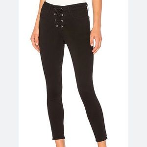 L’AGENCE The Cherie Lace-Up Black High Rise Skinny Size 28. Made in USA 🇺🇸